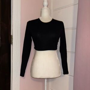 SHEIN Black Fitted Long Sleeve Crop Top